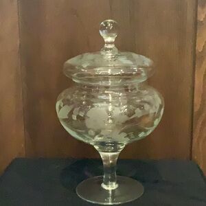 Etched Pedestal Candy Dish